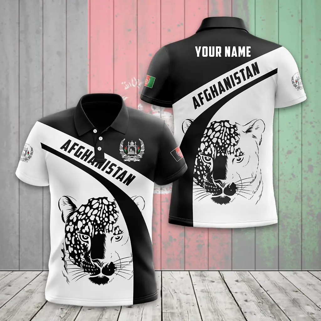 Afghanistan Flag & Coat of Arms Custom Name Polo Shirts Summer Casual Streetwear Men\'s Fashion Loose Jersey Plus Size Sportswear