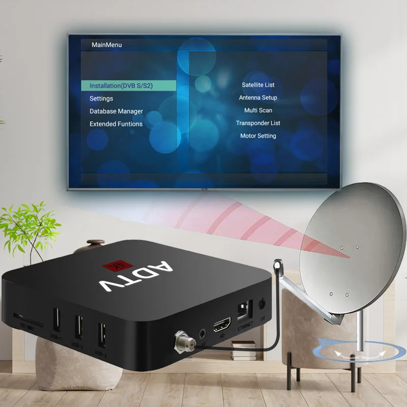 Koqit Android Satellite Receiver TV Box Android TV 7.1 DVB-S2 decoder 4k  H.265 Receptor satellite TV receiver Smart Media player - AliExpress