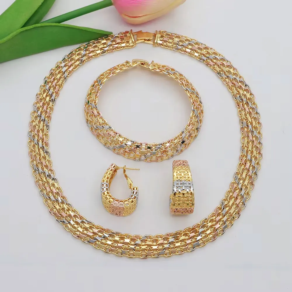 Simple Elegant Colorful Women Jewelry Sets Necklace Earrings Bracelet ...