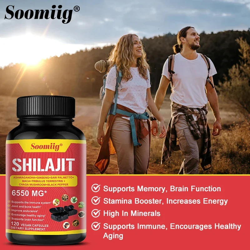 Pure Himalayan Shilajit Capsules Supports Healthy Aging Bones and Joints Improves Energy Endurance and Muscle Recovery