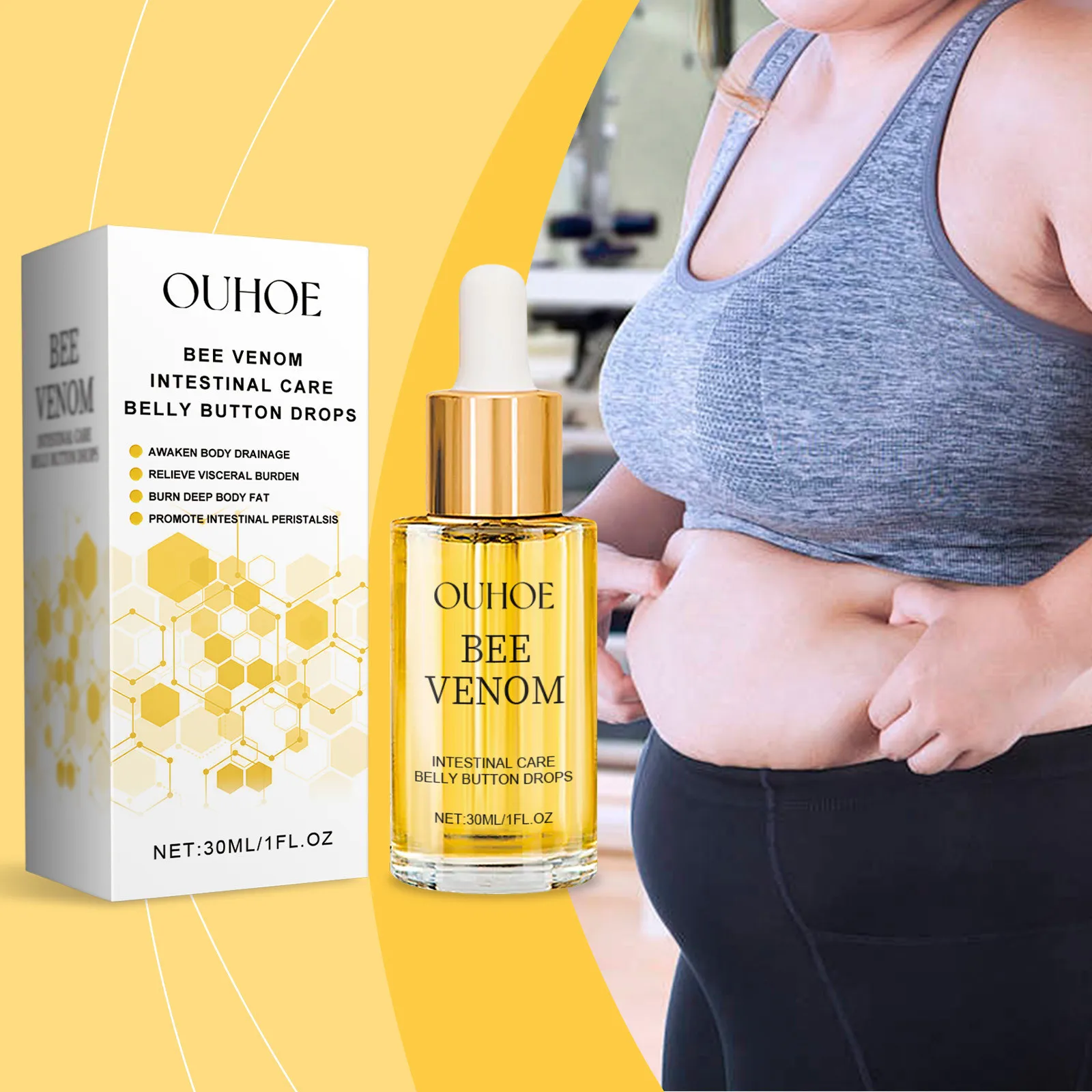 Fat Burning Serum Bee Venom Intestinal Body Care Tighten Firming Shaping Waist Abdomen Buttocks Belly Button Weight Loss Drops_voghion.com