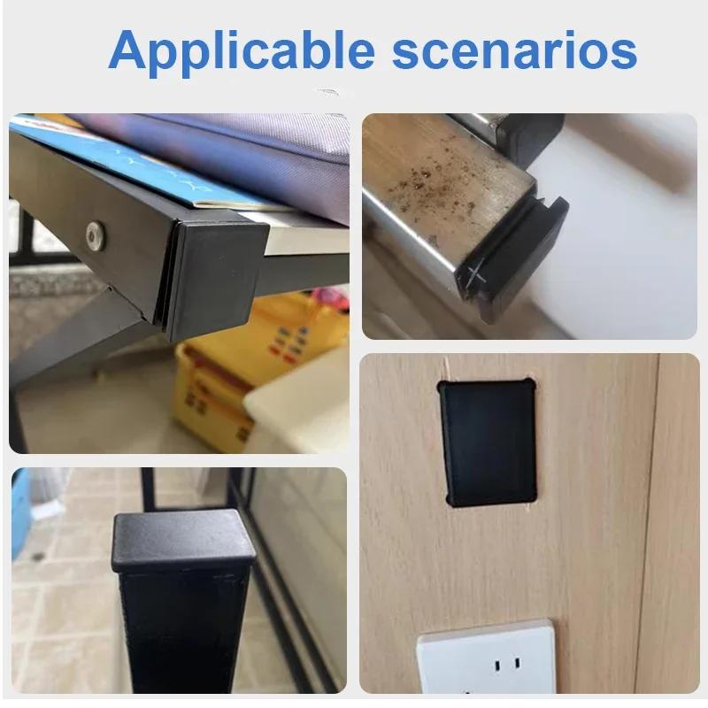 Pipe Plugs PE Plastic Square/Rectangular Pipe Plug Waterproof Cap Chair Feet Stainless Steel Sealing Plug Foot Cover