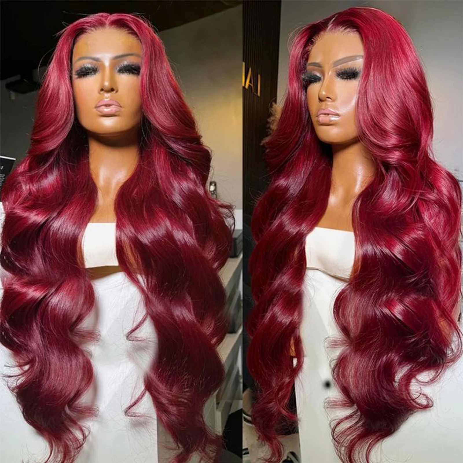 99J Dark Wine Full Lace Wig Full Hand Tied Water Wave Remy Human Hair Wig Invisible Lace Bleached Knots Pre Plucked For Woman