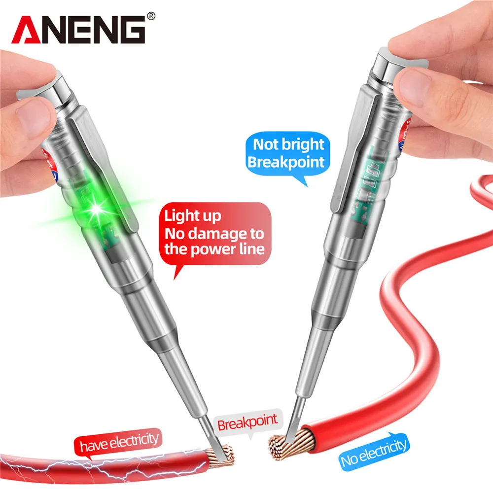2PCS 범용 전기 유도식 드라이버 테스터 ANENG B14 24-250V 프로브(표시등 포함) 사운드 알람 테스터 연필 도구