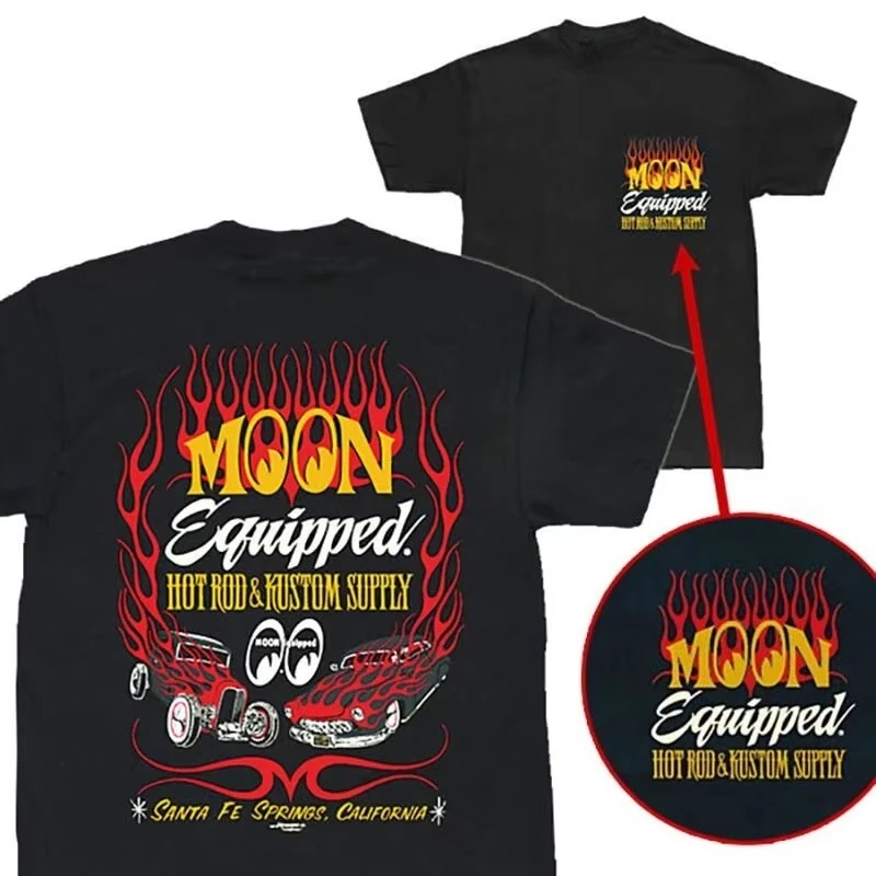 Moon High street Man Women t shirt clothes for men's t-shirts and tank tops y2k ropa hombre black cotton shirt Comfortable, view 3