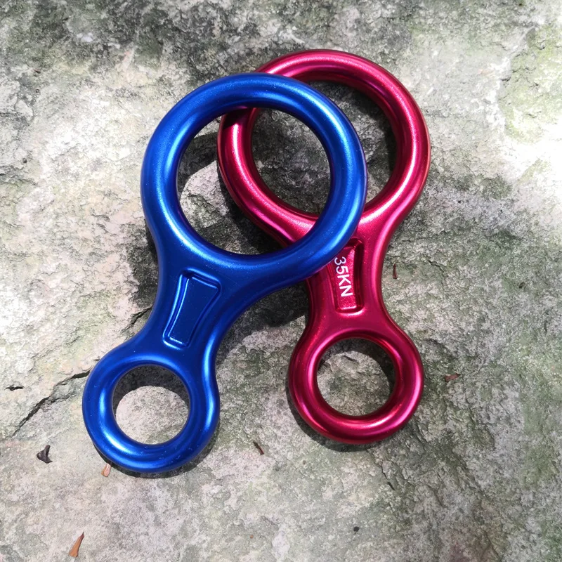 Climbing Carabiner Downhill Equipment 8 Shape Rigging Descender Aluminum Figure Belay Device Abseiling 35kN