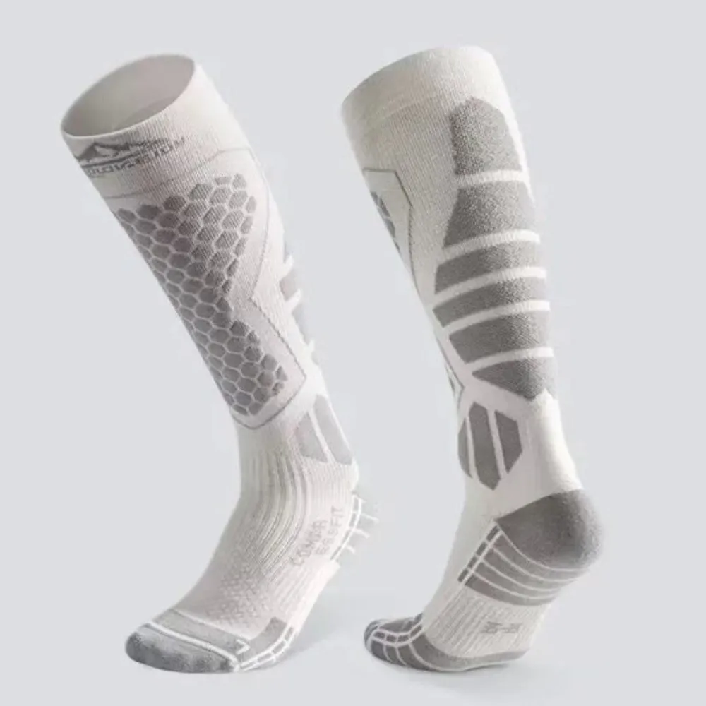 Nuevos calcetines de esquí gruesos, calcetines térmicos transpirables hasta la rodilla, calcetines de compresión antideslizantes que absorben la humedad para deportes de invierno