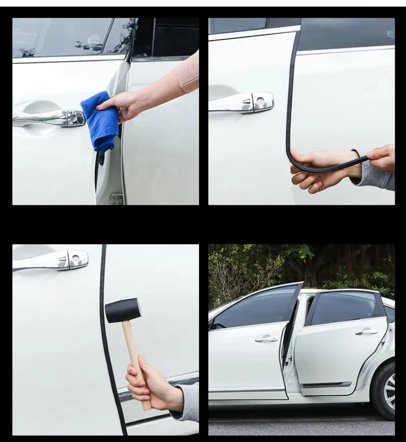 Car Door Edge Scratch Protector with Steel Disc Bumper Trim Edge Scratch Protector Strip Sealing Guard Styling Protector Decor