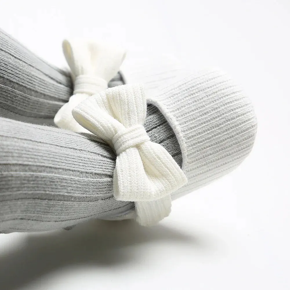 Baby Girl Shoes Knitted Cotton Flats Bow Soft Sole Newborn Walker Crib Shoe Sandals 2