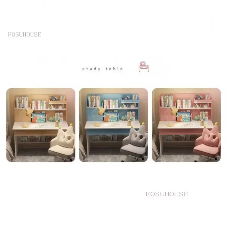 Children's Study Tables Home Desk with Bookshelf Children FurniturePrimary School Bedroom Writing Table and Chair Set x