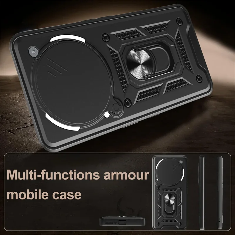 Enhanced Slide Lens Protector Case with Magnetic Ring Stand Holder