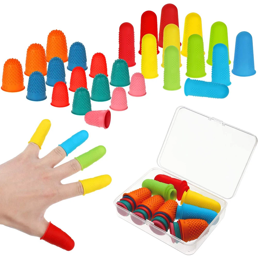 16PCS Silicone Thimble Finger Pads Assorted Colors Finger Protector Covers  Rubber Finger Tips for Embroidery Paperwork Cutting - AliExpress