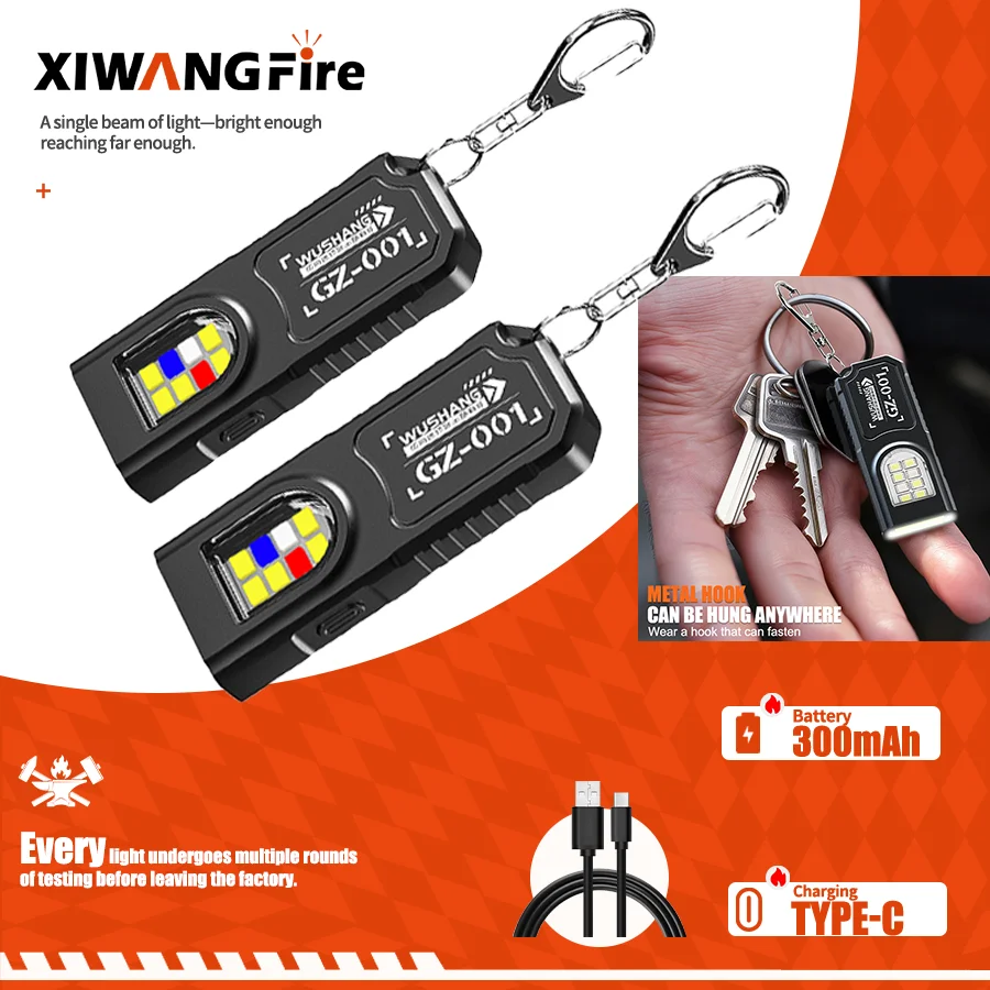 Compact Rechargeable LED Keychain Flashlight with Magnet - 550LM Portable Mini Torch and Pocket Lantern