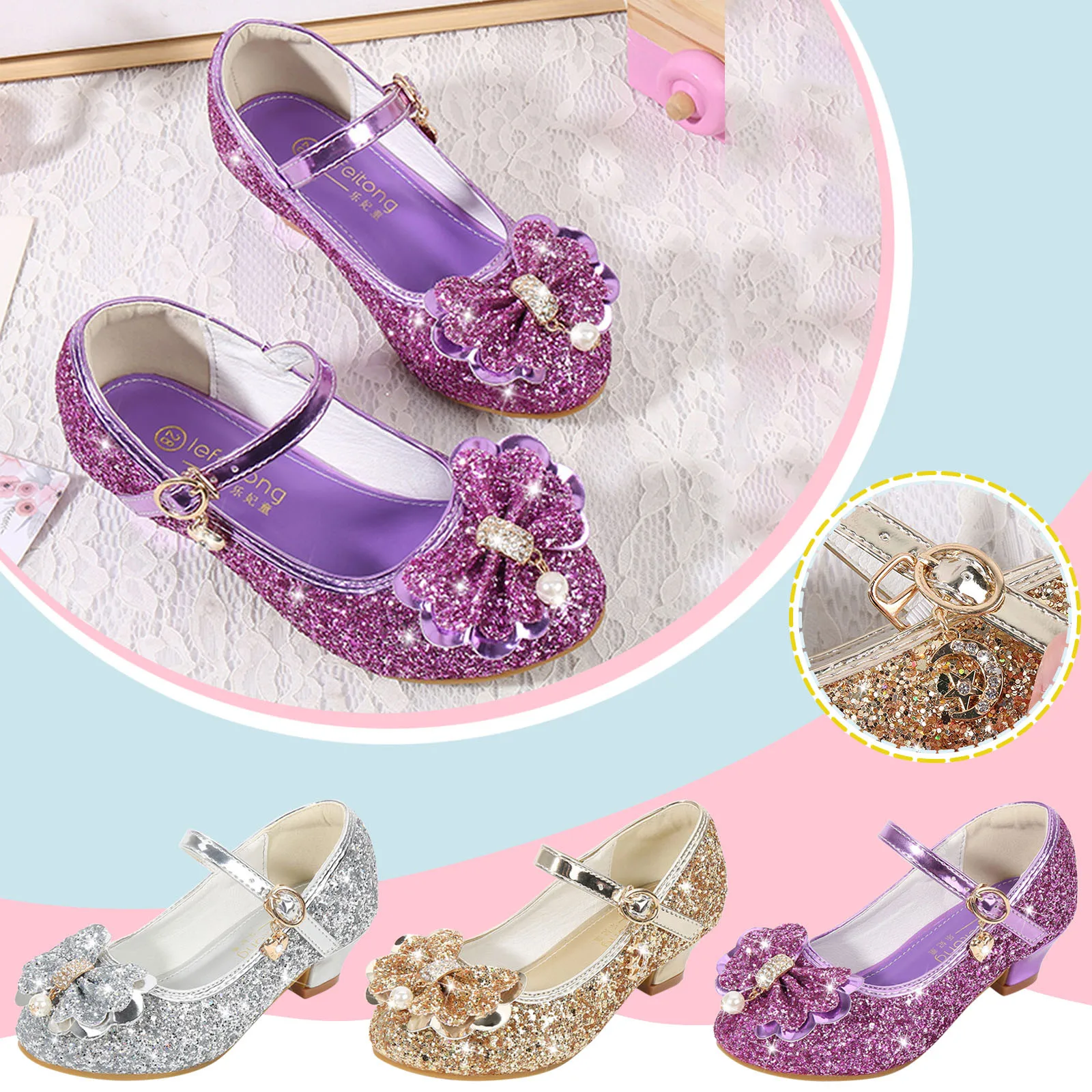 Girls Sandals Size 11 Toddler Little Kid Girls Dress Pumps Glitter