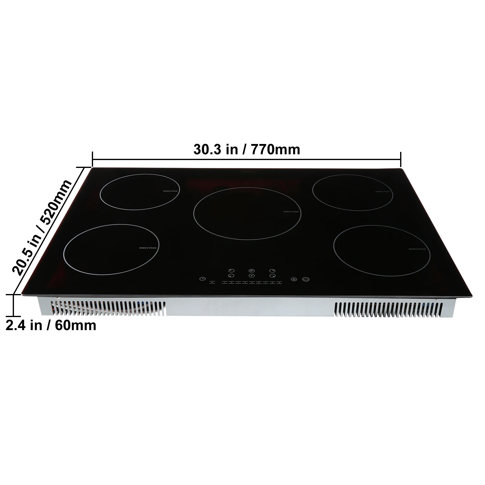 Dark Khaki 5 Burners 30/36 Inch Electric Induction Cooktop Stove Hob Built-in Burner Cooker Sensor Touch Control Magnetic Cooker