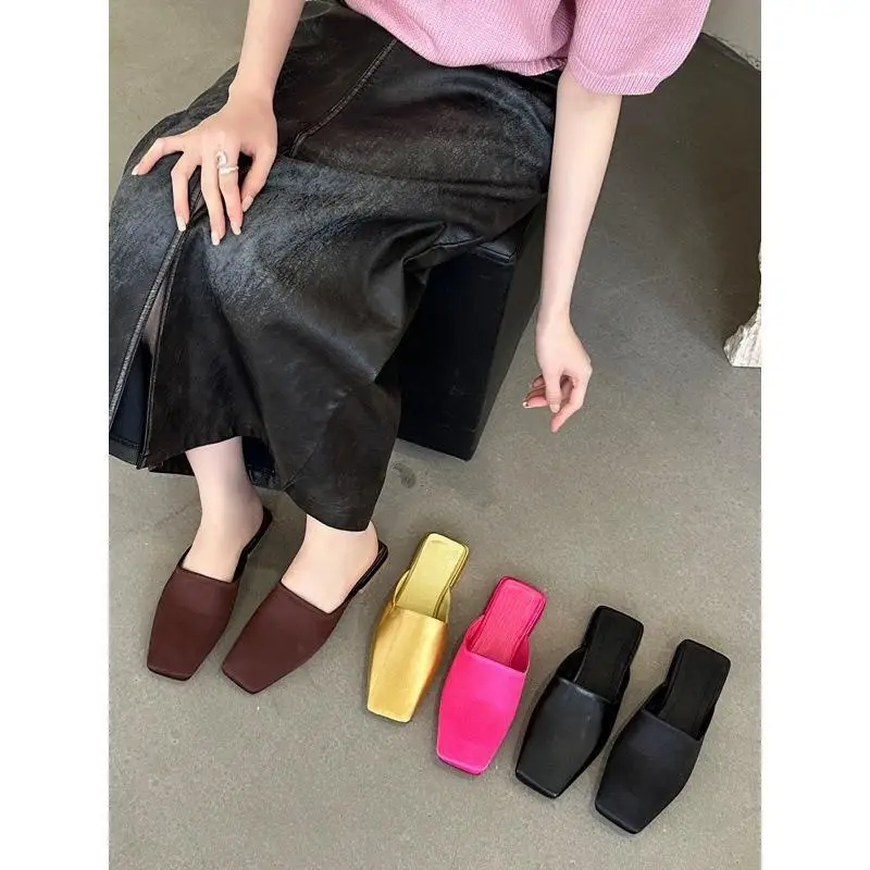 Women's Shoes Summer New Half Slippers Flat Bottom Baotou Muller Fashion Women's Shoes