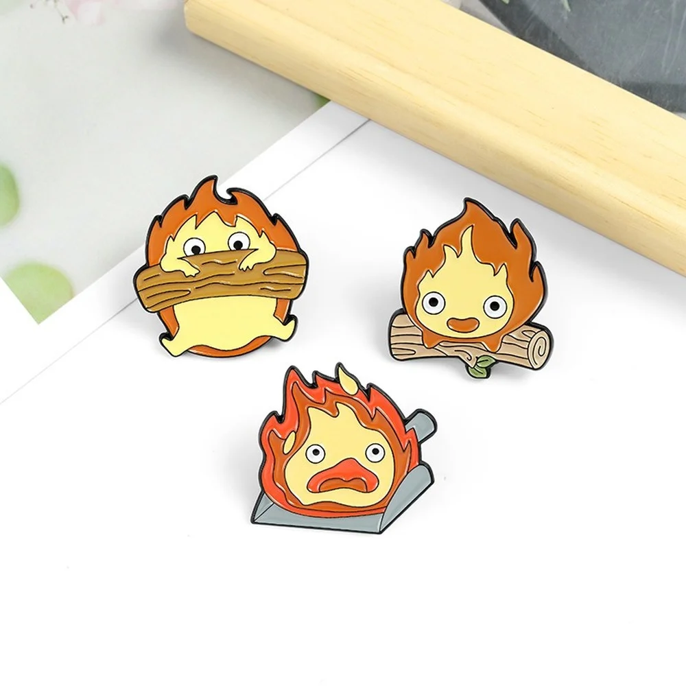 

Calcifer Women Brooch Jewelry Howls Moving Castle Anime Studio Ghibli Enamel Pin for Backpack Clothes Manga Men Metal Badges