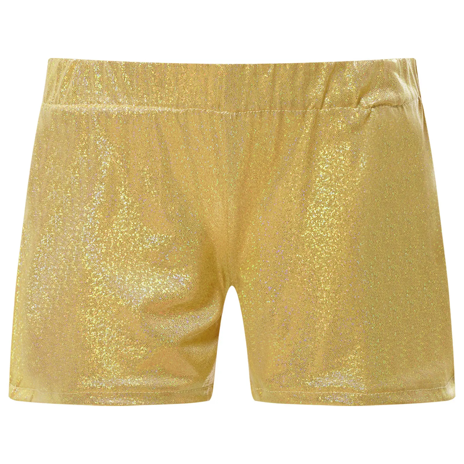 Kids Girls Boys Dance Shorts Metallic Shiny Elastic Waistband Short Pants for Jazz Dancing Costume Clothing Children's Shorts