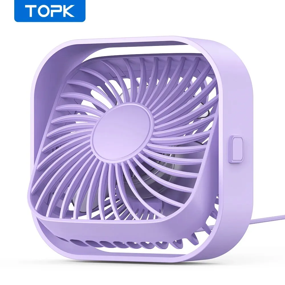 TOPK USB Portable Mini Fan,Desk Personal Electric Fan Table ,Standing Fans for Room,3 Speed Wind 360°Rotatable for Camping Quie