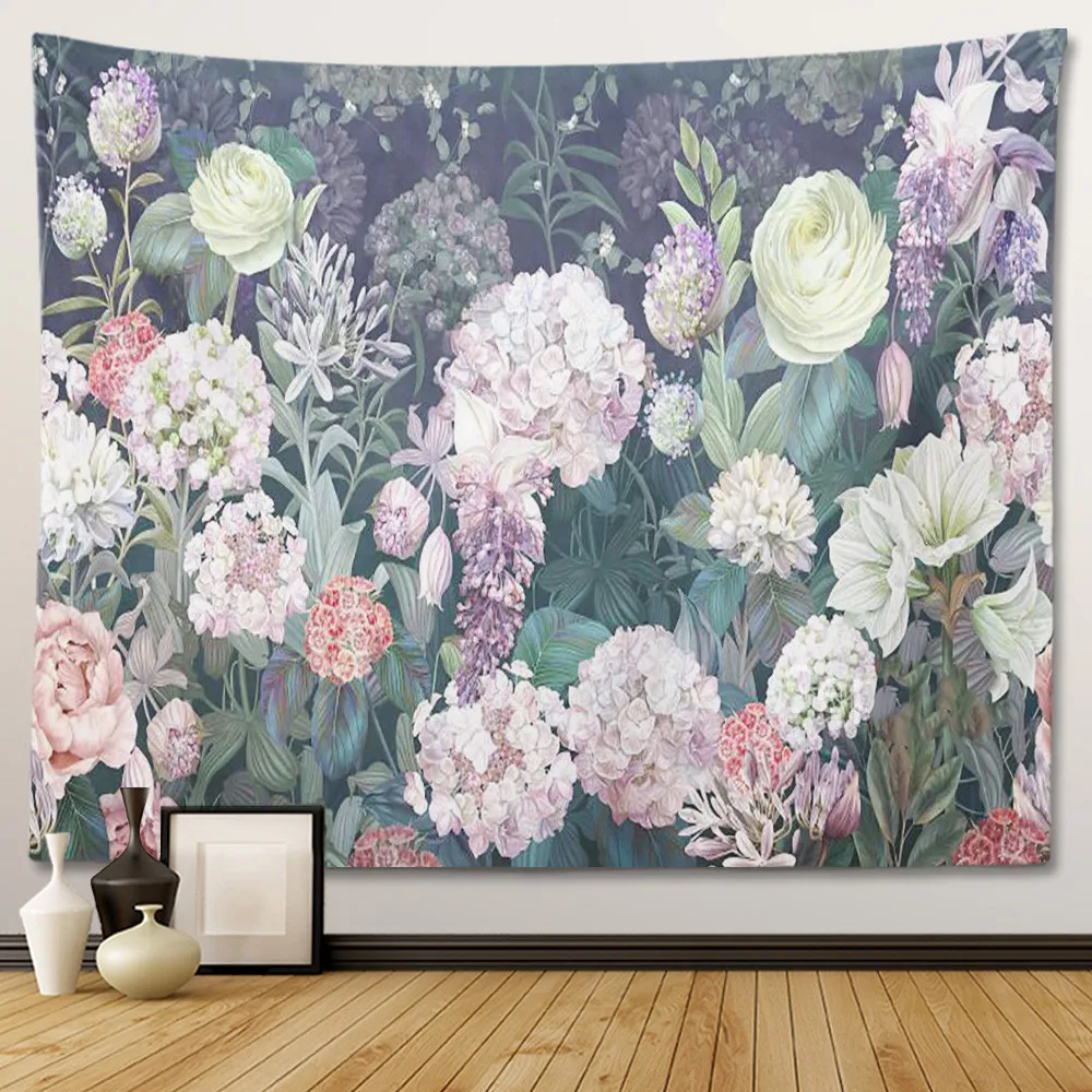 Europa Bloem Vintage Tapestry Retro Plant Thema Muur Opknoping Slaapkamer Decoratieve Wandtapijten Thuis Woonkamer Decoratie