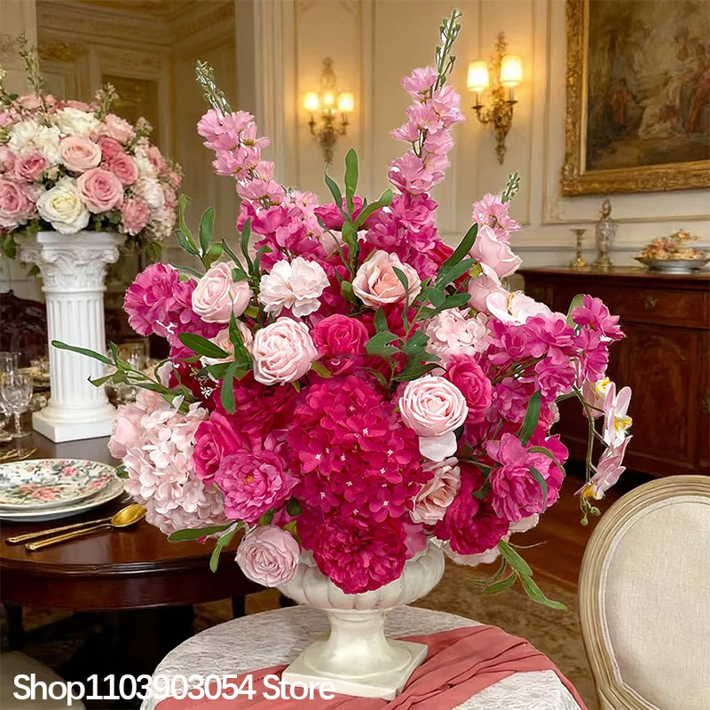 40cm 15,74 Zoll Pinkfarbene Rosen-Delphinium-Blumenkugel Tischdekoration Hochzeitshintergrund Empfang Gang Fenster Fotorequisiten