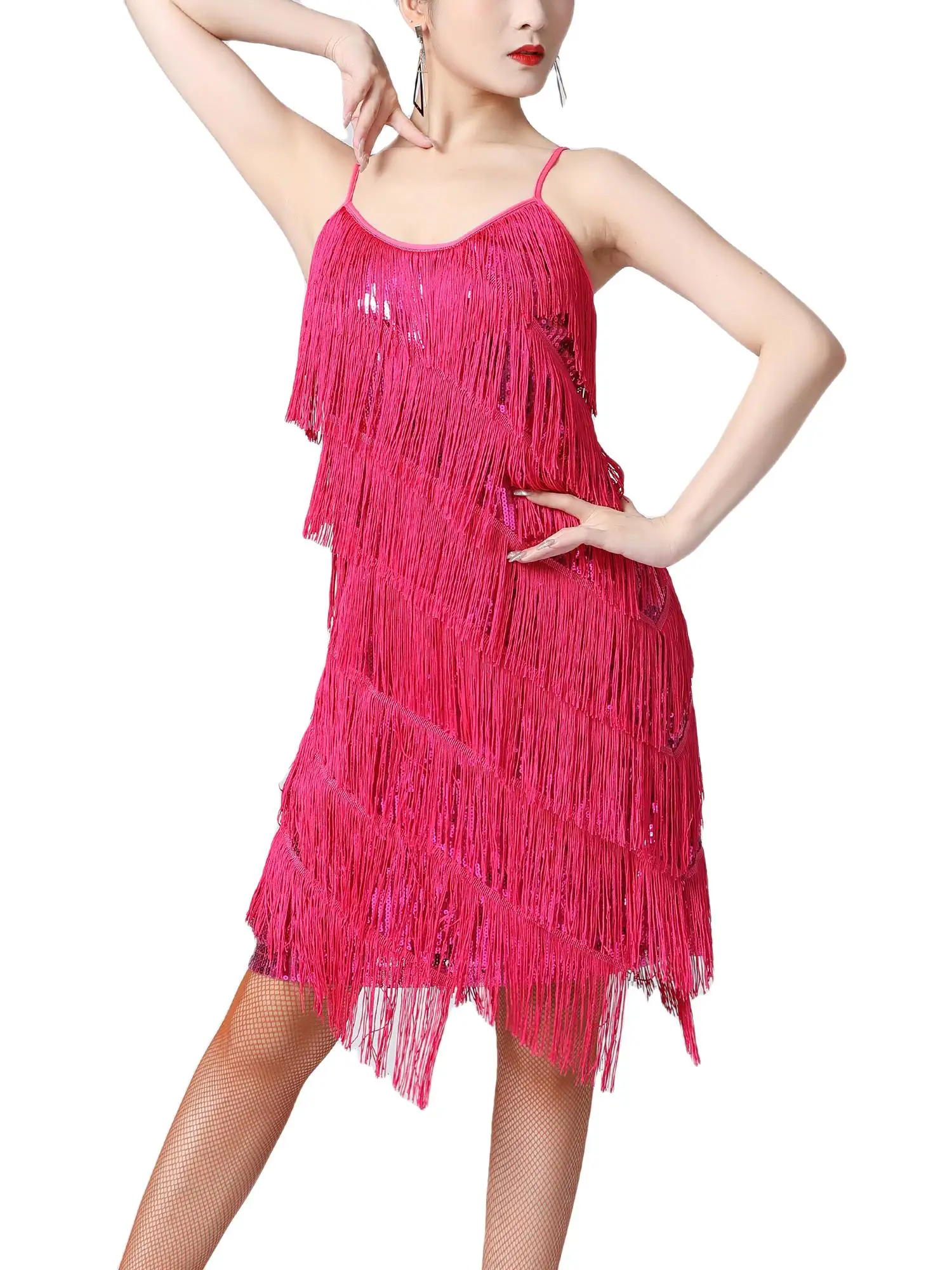 Women's Glamorous Sequined Dance Dress for Latin and Ballroom Styles