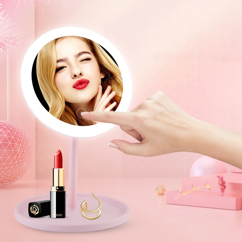 Makeup Mirror LED dimmable rotating memory functions USB with monoch make up your beauty routine makeup mirror