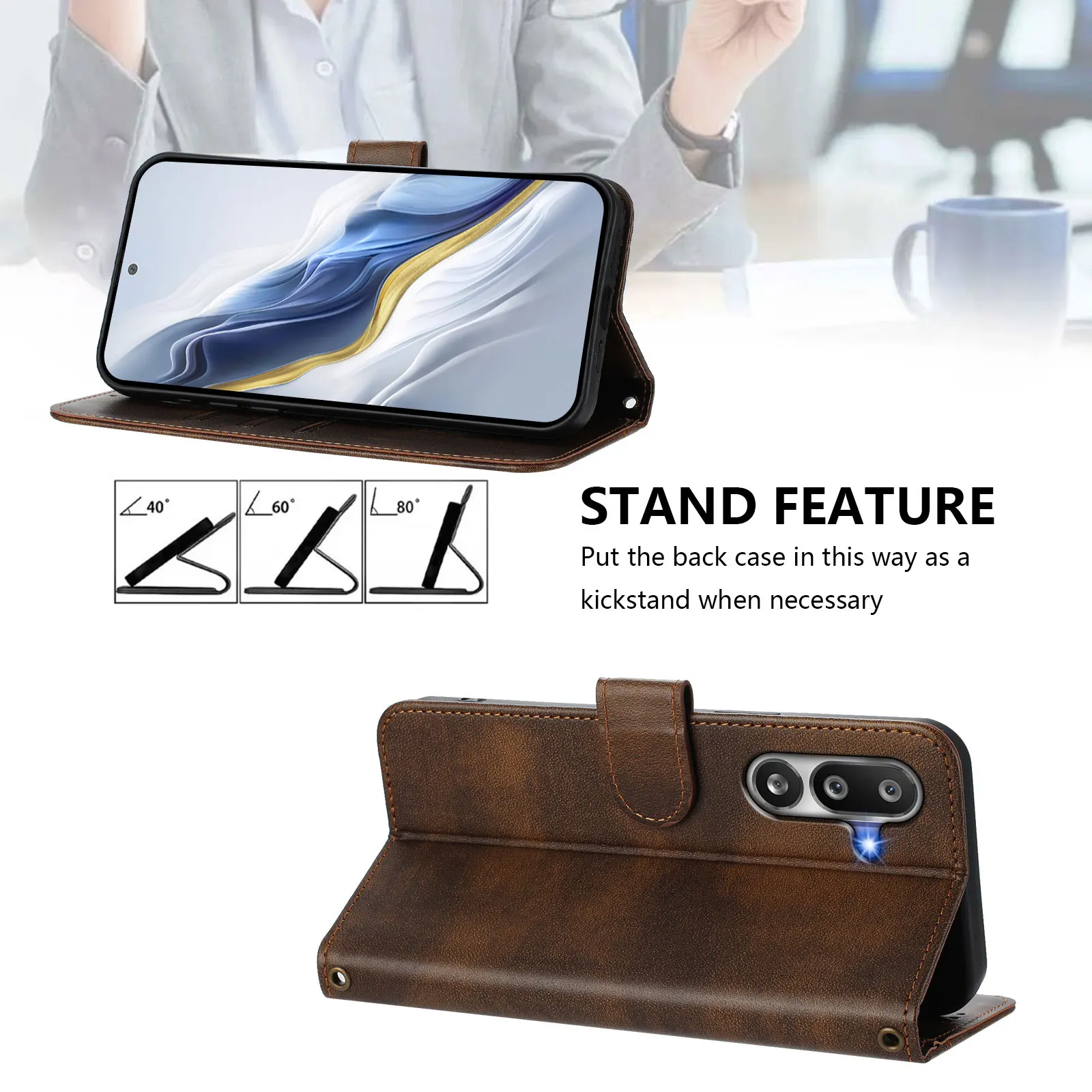 Moto Signature Magnetic Leather Wallet Case - Premium Stand & Back Cover