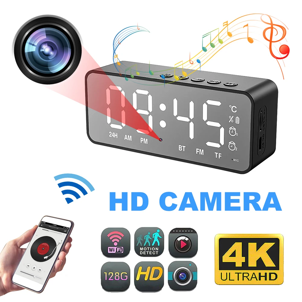 Alarm Clock Mini Camera Bluetooth Wireless Wifi Camcorder Night Vision