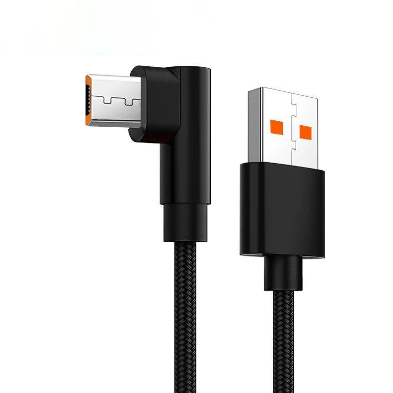 Right-Angle Micro USB Fast Charging Cable - 2.4A High-Speed Charger, Multiple Length Options