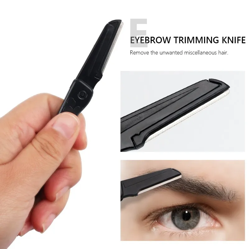 5pcs/set Men's Eyebrow Set Grooming Kit For BeginnersWith PU Leather Case Include Eyebrow Pencil Razors Scissors Combs Tweezers