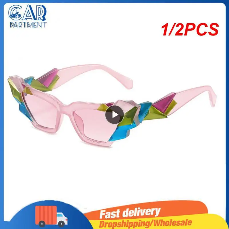 

1/2PCS Fashion Colorful Cat Eye Sunglasses Women Retro Unique Polygon Eyewear Shades UV400 Men Candy Colors Gradient Sun Glasses