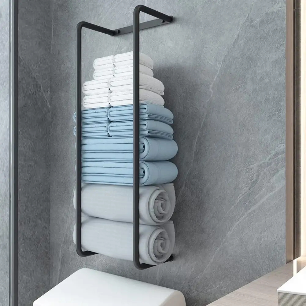 Wall Mount Towel Rack Bathroom Towel Storage Holder Modern Stainless Steel Rack Wall Mount Organizer for Bathroom Shower