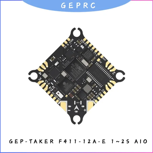 GEPRC TAKER F411 AIO Flight Controller 4in1 12A ESC with BMI270 Gyro ELRS 3.0 for 1-2S Cinewhoop Drone, 25.5x25.5mm FPV Racing 1