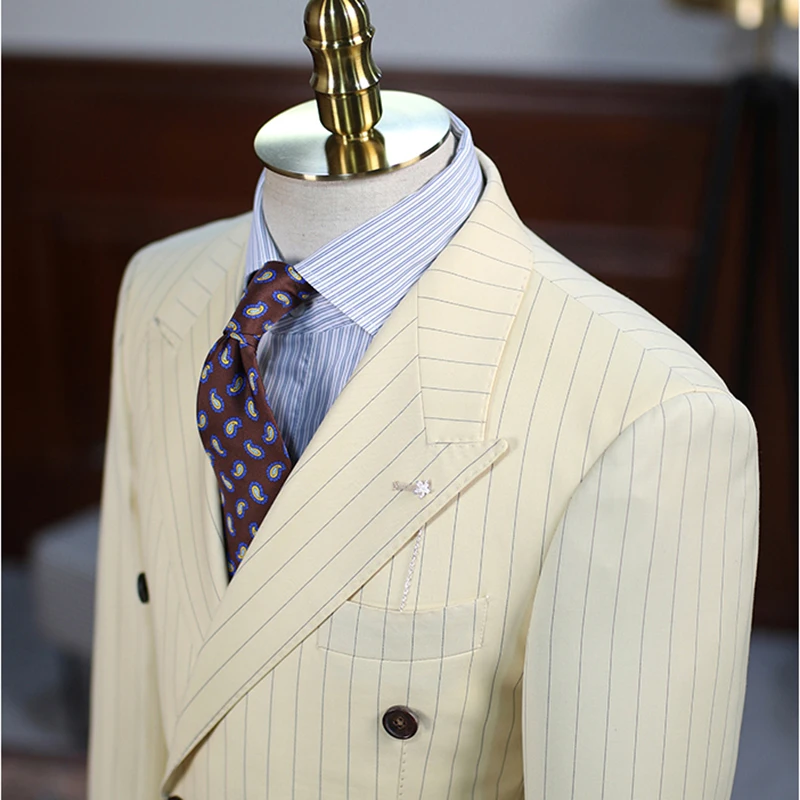 Tailor-made 3 Pieces Suit For Men high quality vest Pants Tuxedos Formal Business Male Wedding Party Jackets Mens Clothing blue