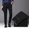 Men's Elastic Straight Pants Business Casual Long Suit Pants Male Formal Trousers Solid Colors Black BLue 1