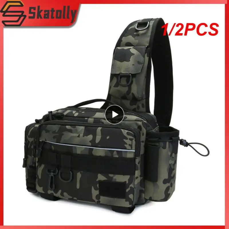 

1/2PCS Men Fishing Tackle Bags Single Shoulder Crossbody Bag Waist Pack Fish Lures Gear Utility Storage Fishing Lures Outdoor