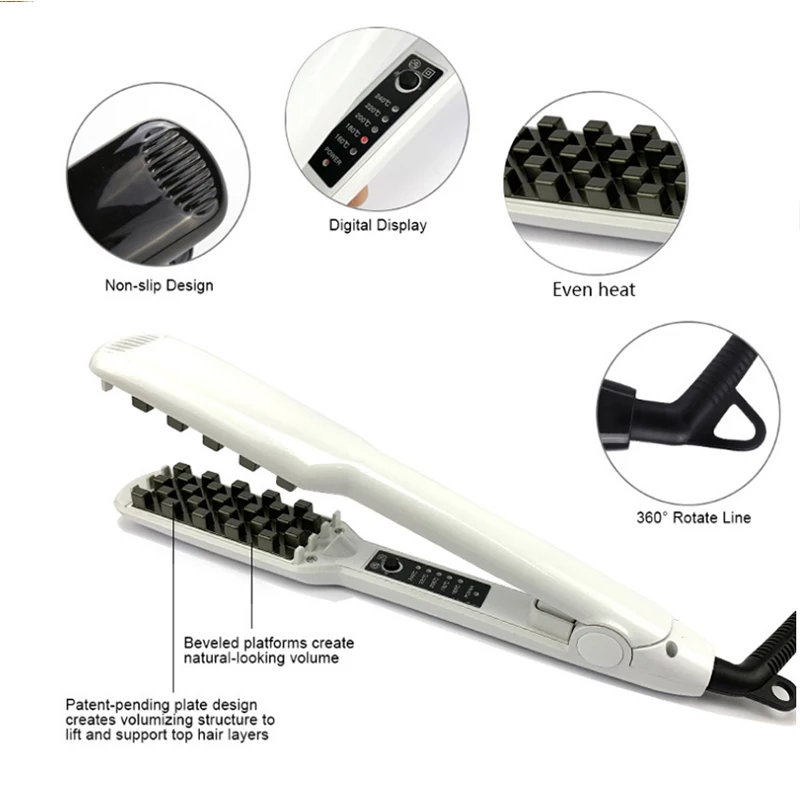 Curling Iron Hair Iron Ceramic 3D Grid Hair Crimper Professional Volumizing Curling Iron Corn Perm Fluffy Splint Flat Styling Tools