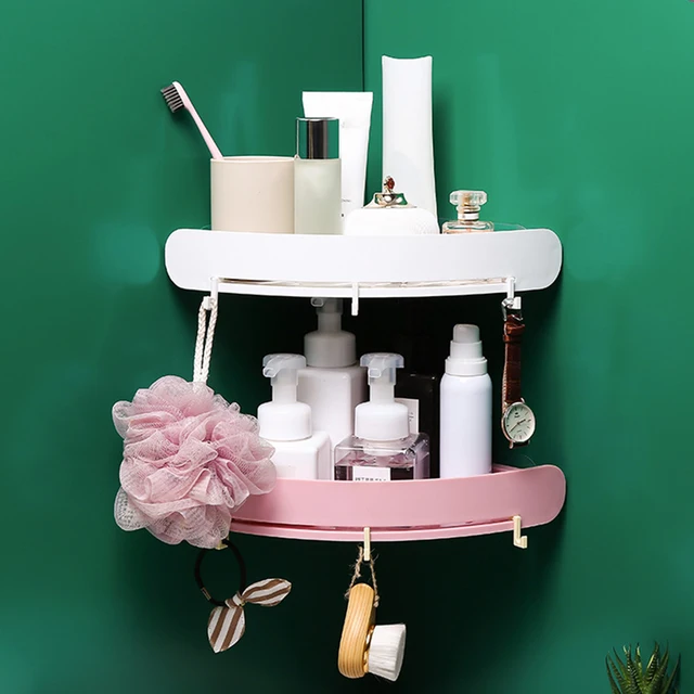 Plastic Bathroom Shelf Organizer Snap Up Corner Shelf Stick