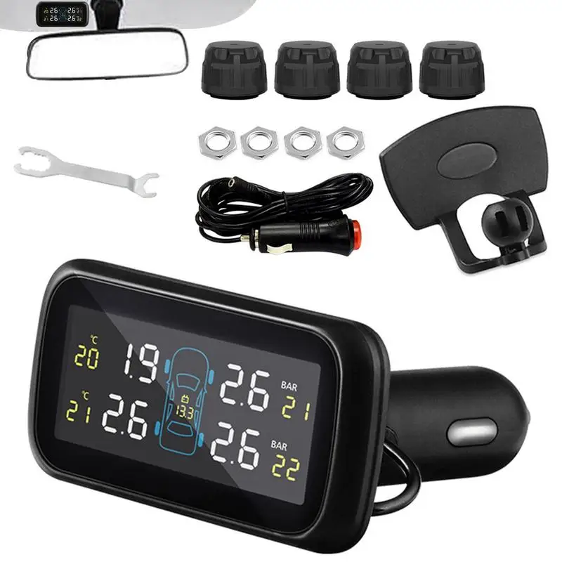 

Tpms Tire Pressure Monitor Tmps Monitoring System With Lcd Digital Display 0-116 PSI Monitor Lighter Socket Powered Lcd Digital