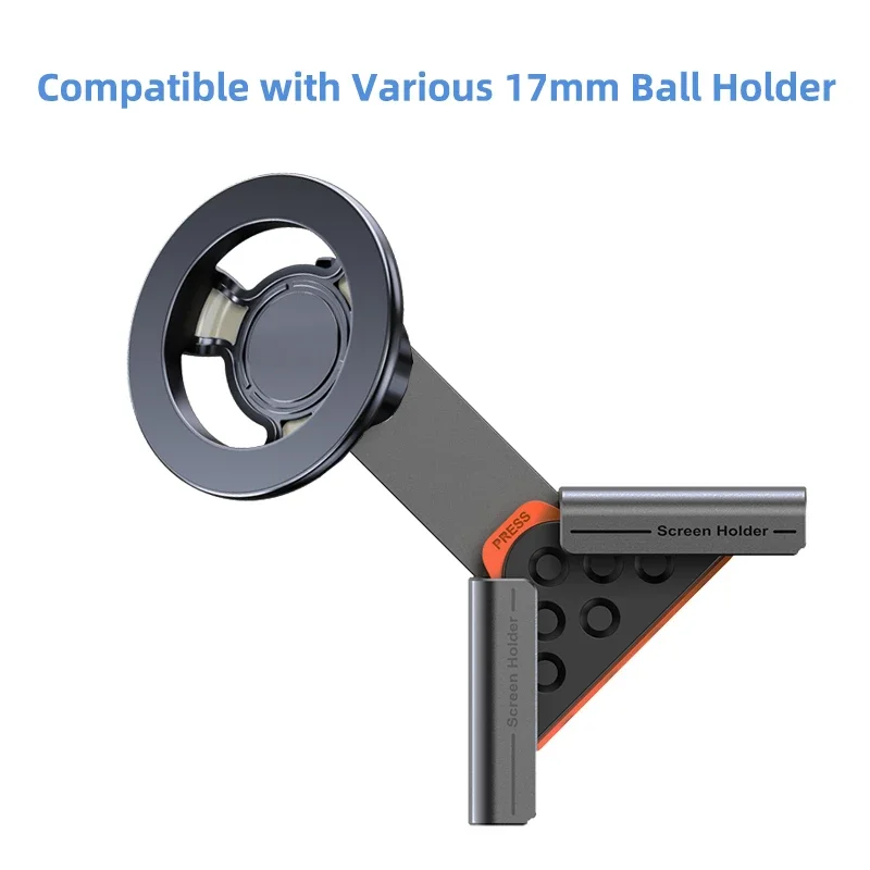 Universal Anti-Vibration Phone Holder with 17mm Ball Head Base for Car Mount Extension Rod