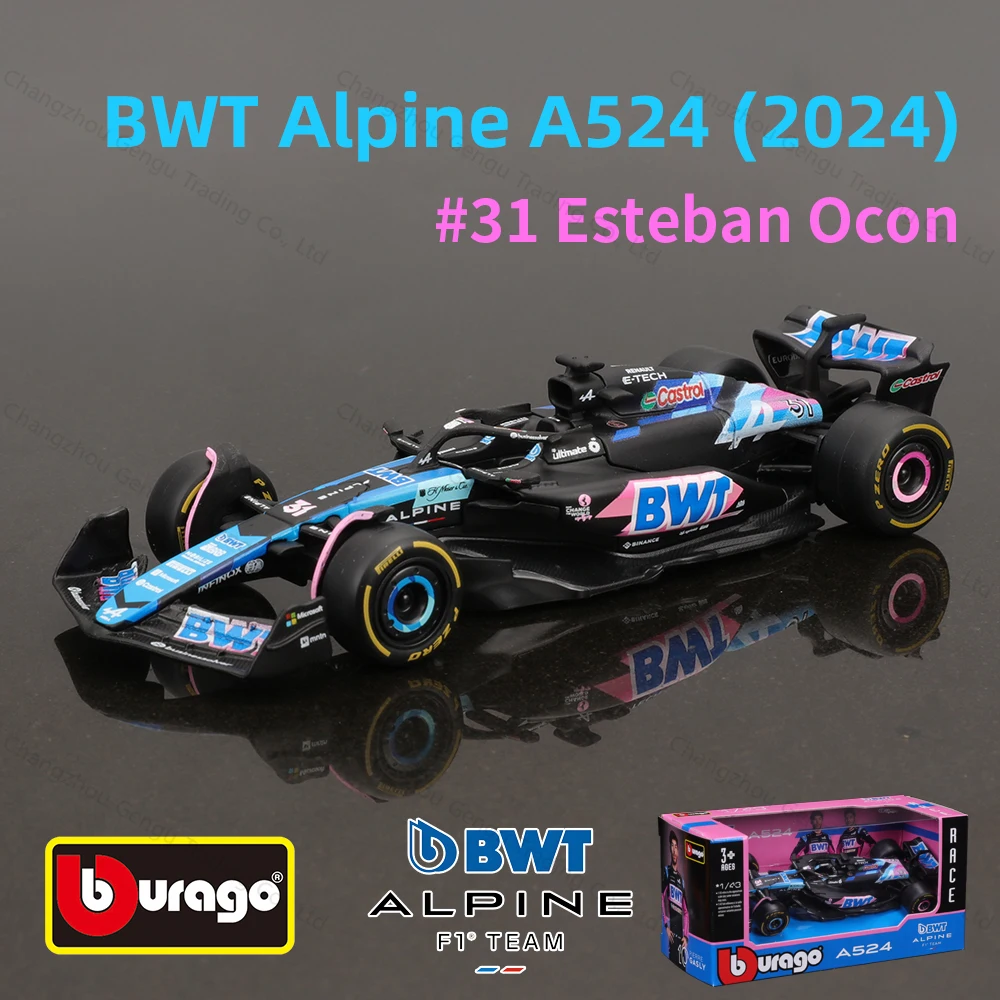 Bburago 1:43 BWT Alpine 2024 A524 #10 #31 F1 Racing Formula Car Static Simulation Diecast Alloy Model Car 4