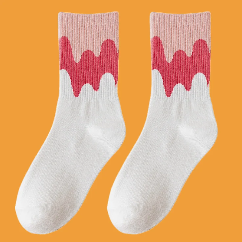 11/22 Pairs Summer High Quality Women's Sock Solid Color Lace Tulip Embroidery Women's Cotton Socks Breathable Mid Tube Socks