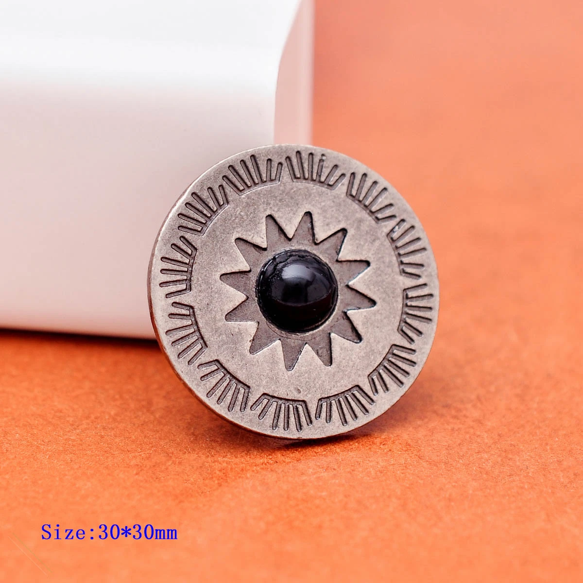 10 Stück 30 mm Antik Silber Ethno Sonne Totem Blume Lederhandwerk Gürtel Zubehör Hardware Himmelblau Türkis Concho Screwback – Detail 10