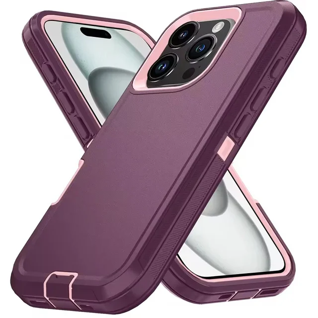 Shockproof Armor Defender Phone Case with Stand – Hard PC + TPU Protective Cover