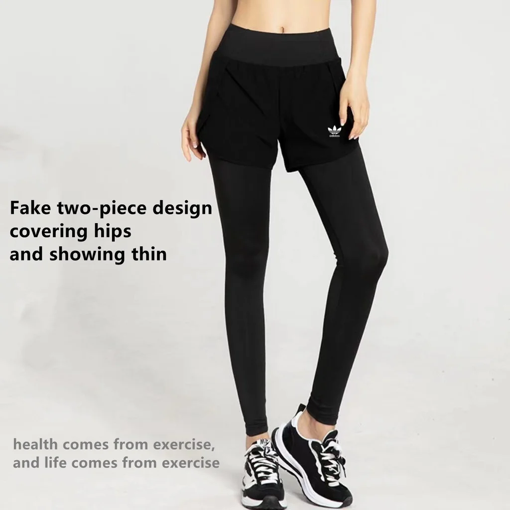 

A D woman fake two-piece sports tights yoga leggings quick drying pants running fitness pants