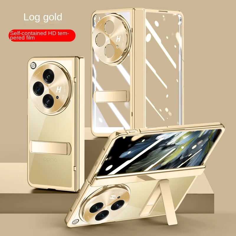 Magnetic Rotating Hinge Case For OPPO Find N3 Cover With Tempered Film Bracket Holder Folding Shockproof Transprent Hard Cover