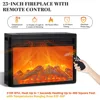 Fireplace TV Stand for TVs Up to 70", Entertainment Center with 23" Electric Fireplace Includes 12 Color Light Options, White TV 2