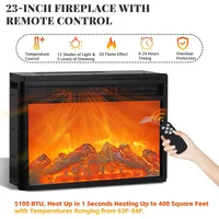 Fireplace TV Stand for TVs Up to 70", Entertainment Center with 23" Electric Fireplace Includes 12 Color Light Options, White TV 2