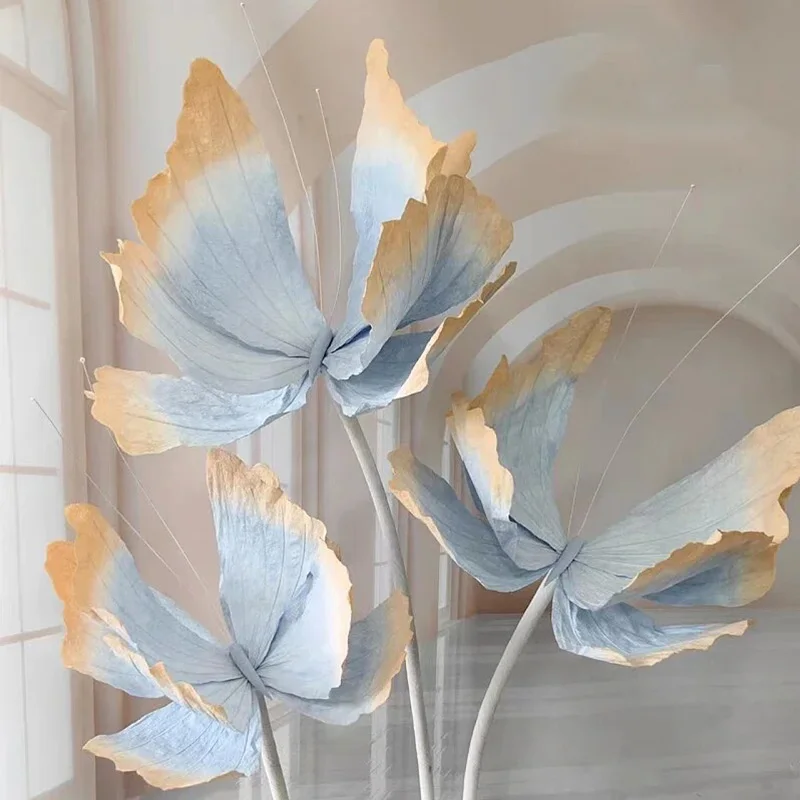 Ventaglio Elegante Srovfidy Con Farfalle E Ciliegi Sakura, 38cm, Con Nappe - Regalo Matrimonio
